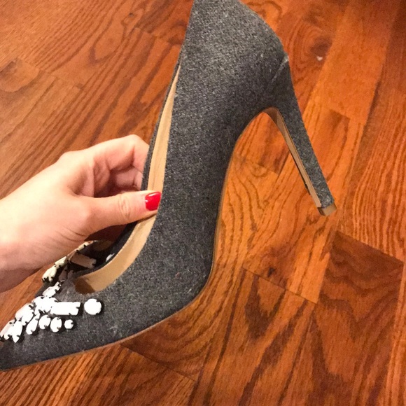 J.Crew Collection Flannel Heels with Stone Embellishment - Picture 6 of 9